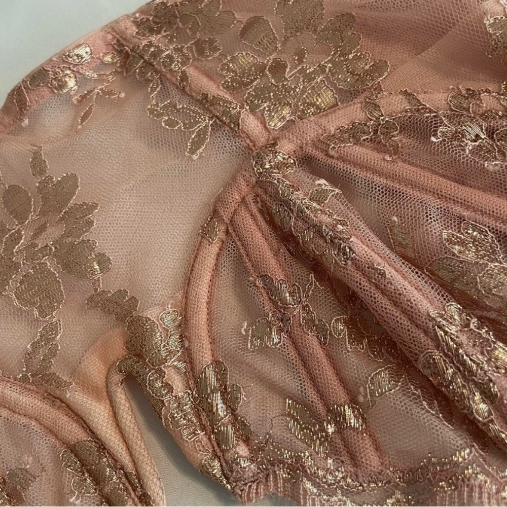 🧁Elegant Lace Bustier in Pink and Gold - Picture 4 of 7